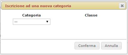 Iscrizione ad una nuova categoria: Nella pagina Istanza in corso cliccare su Iscrizione ad una nuova categoria Nella finestra che si apre, selezionare dal