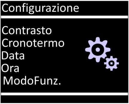 Il cronotermostato ha un funzionamento settimanale con 4 fasce giornaliere e tre livelli personalizzabili di impostazione del setpoint.