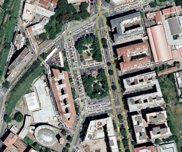 B1.4-001 PARCHEGGIO SOSTITUTIVO PIAZZALE DELLA RADIO Il progetto prevede la realizzazione di un parcheggio sostitutivo della sosta su strada con una capacità di parcamento pari a 521