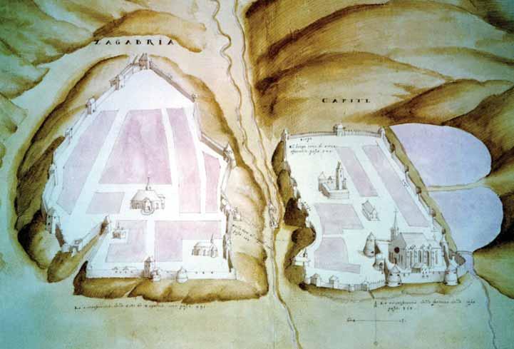 Zagreb Nicollo Angielini, Plan Gradeca i Kaptola, 1566.