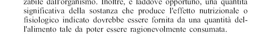 EFFETTO NUTRIZIONALE o FISIOLOGICO UTILIZZABILE dall