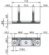 2 0,070 1 66 0512024 Cardine base piana zincato Rif.