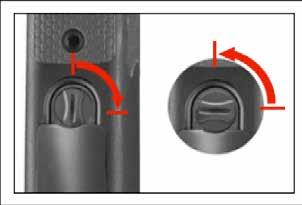 6.4. Sblocco del caricatore Ruotate il comando di sgancio di 90 gradi in senso antiorario finché la tacca non è in asse con la canna. Il caricatore può essere rimosso premendo il pulsante di sgancio.