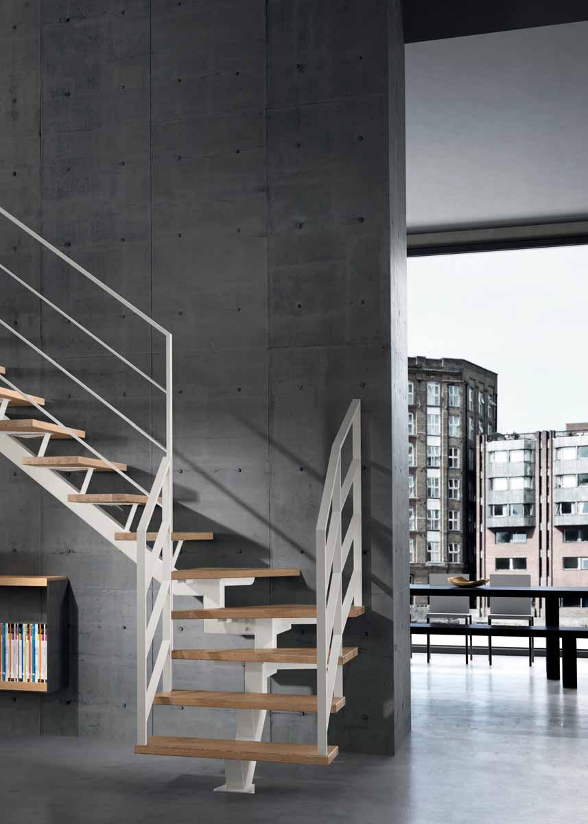 naturale) Bearing structure: Single central stringer (bianco goffrato steel) Stair