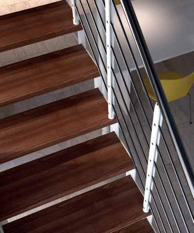 railing: F18 (bianco goffrato steel and satin stainless steel)