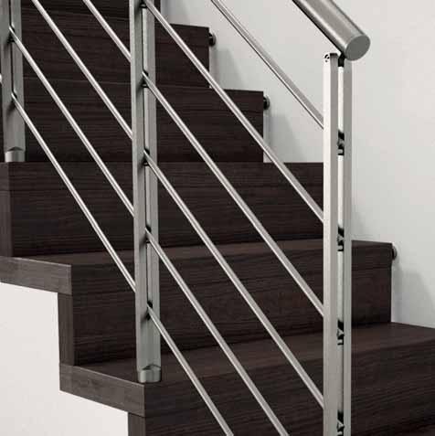 (wengé) Bearing structure: - Stair railing: F23 (satin stainless