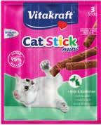 VITAKRAFT CAT STICK MINI snack per gatti, facili da spezzare perché già pre-tagliati, incartati singolarmente in confezione salva