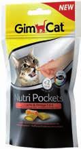 14,5 x 60 cm 4,55 6,50 GIMCAT NUTRIPOCKETS snack per gatti in bocconcini croccanti con ripieno, disponibile in gusti assortiti, 60
