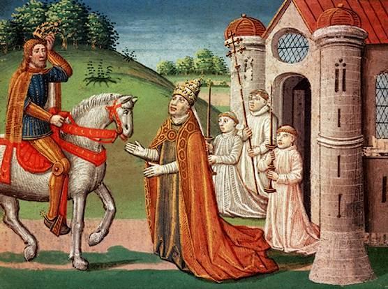 Nel 771 Carlo divenuto unico re, ripudia la moglie e corre in aiuto di papa Adriano I, attaccando il