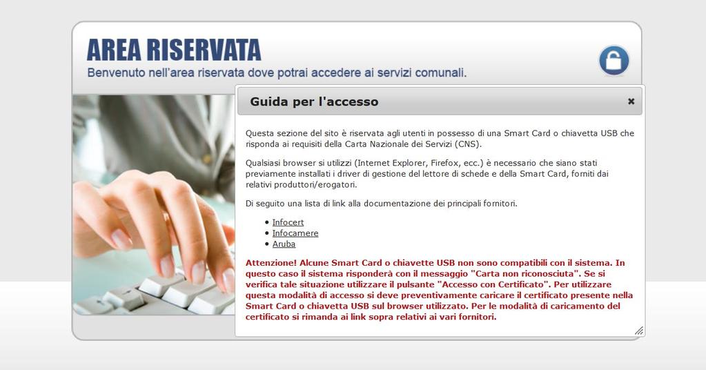 La prima volta che si accede è attivo solo il pulsante REGISTRATI, successivamente alla registrazione si