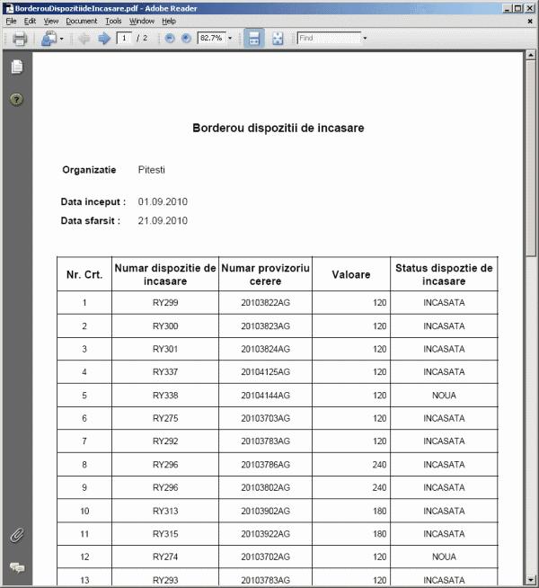 eterra RGI Se apasa butonul pentru a deschide raportul in formatul selectat: In sectiunea de antet sunt afisate date referitoare la: -