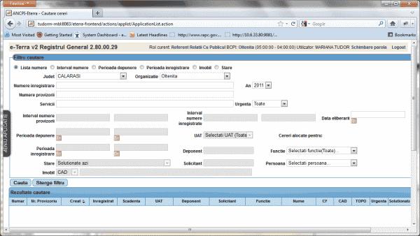 5 eterra RGI - Manual Utilizare Exista sase tipuri de filtrare: - Lista numere - Interval numere - Perioada depunere - Perioada inregistrare - Imobil - Stare In functie de tipul de filtrare dorit se