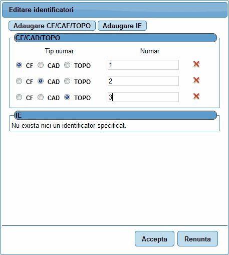 eterra RGI 78 Pentru a salva inregistrarile se apasa butonul "Accepta", iar pentru a inchide ecranul fara