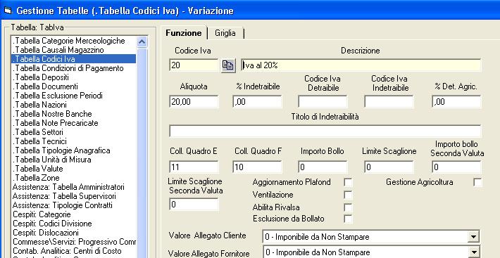 30 Manuale Operativ 2.5 Tabella Cdici IVA In questa tabella è necessari memrizzare i cdici relativi alle aliqute Iva cn le quali la scietà lavra.