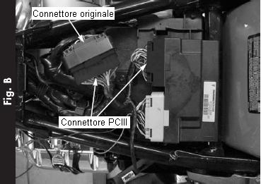 3) Inserire i connettori dal Power Commander a questo connettore e sulla centralina (Fig. B).