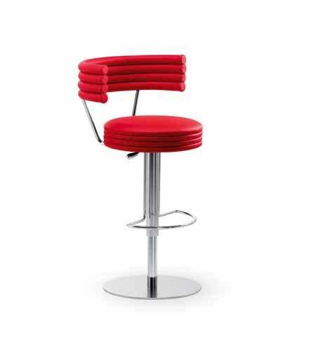 high adjustable stool Cromo - Chrome Satinato - Satin Seduta e schienale - Seat and back Pelle - Leather Tessuto - Fabric Vedi campionario per