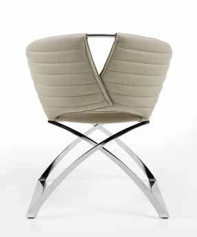 PORTOFINO chair chrome steel, 7S1 ecoleather PORTOFINO ixed chrome steel table, V30 glass top.