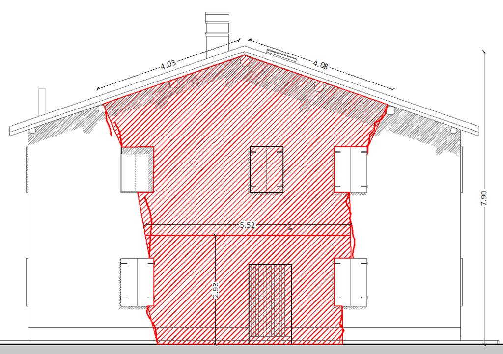 Fig. Prospetto nord-ovest - Geometria della parete