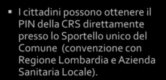 Supporto alla diffusione della CRS I cittadini