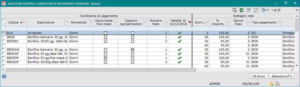 Tabelle Condizioni di Pagamento Cliccando sul bottone Deriva da standard (F2) è possibile derivare delle