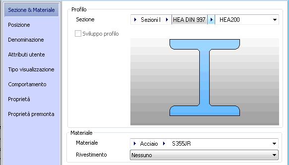 Esempio: Creare un profilo HEA 200 x 2500 1. Attiva l UCS adatto. Vedi la figura di sopra. 2. Nella scheda Home, pannello Oggetti, clicca. 3. Specifica il punto iniziale (0,0,0). 4.