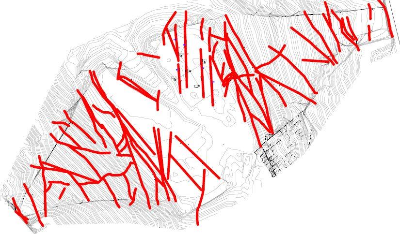 Discontinuità di ordine maggiore Sono state individuate come discontinuità principali solo le superfici con una lunghezza della traccia non inferiore ai 20 m.