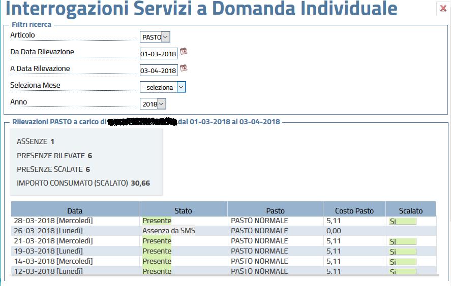 5 Pagamenti effettuati e Saldo del borsellino La funzione Pagamenti consente all utente di ottenere la completa situazione contabile: la parte superiore della