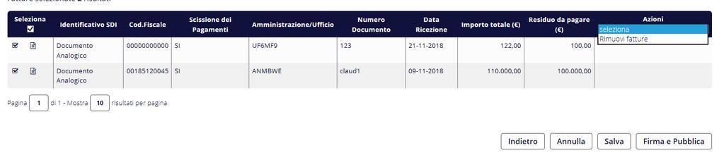 Dopo aver selezionato le fatture da aggiungere al modello, il sistema consente di ripetere nuovamente la ricerca per inserire ulteriori fatture.