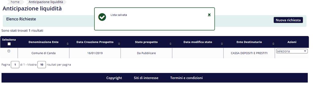 Attraverso il pulsante salva il sistema pone il modello nello stato Da pubblicare.