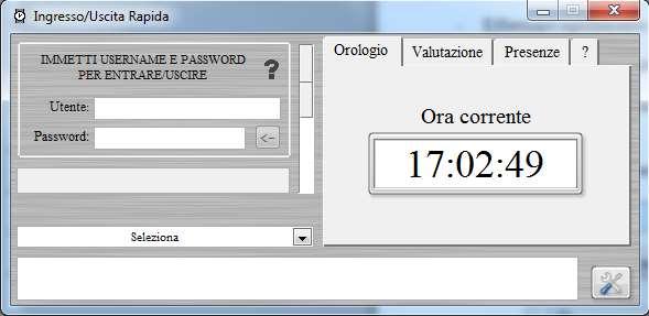 La scheda di ingresso / uscita rapida (torna all'indice) Dopo aver eseguito il modulo timbrature, oltre alla scheda di accesso (login) è disponibile la scheda di