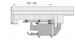 Possibilità di lavorare grandi formati La carenatura aperta permette di caricare sulla macchina formati standard molto grandi (fino a 2100 mm in