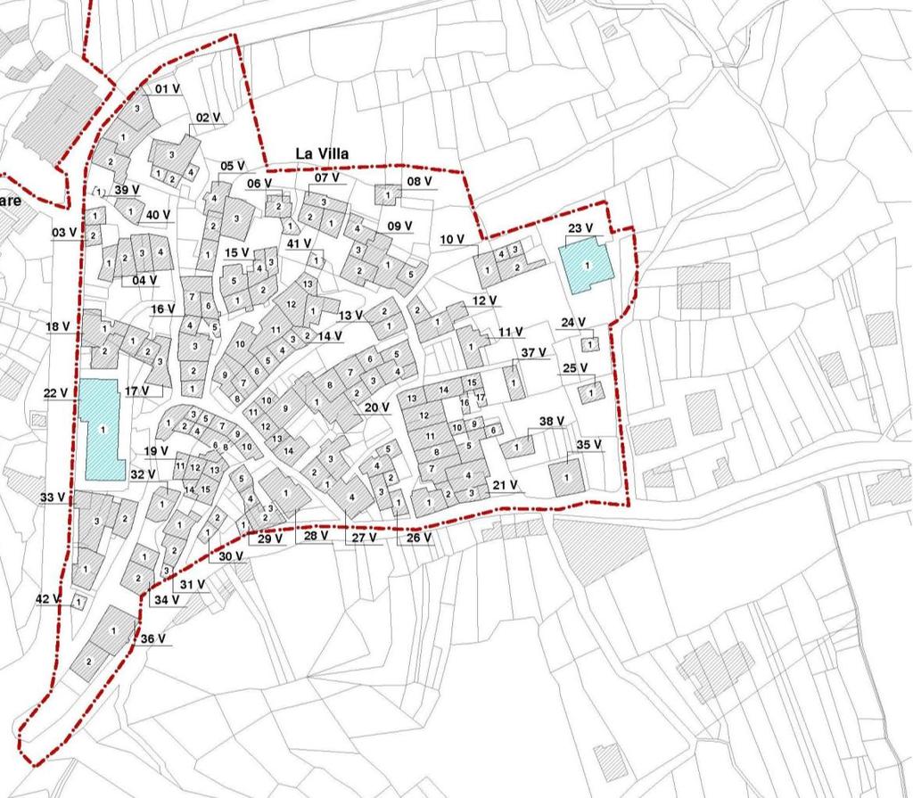 4.1 Edilizia pubblica All interno delle perimetrazioni oggetto del Piano di Ricostruzione, l aggregato pubblico è caratterizzato dalla presenza della sede comunale di La Villa (abbandonata dopo il