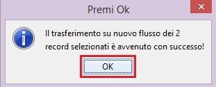 Confermare il messaggio Confermare la rinominazione del nuovo flusso (vedi istruzioni precedenti) Dopo questa operazione è necessario accedere al file appena creato e variare le registrazioni per