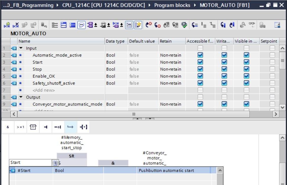 fi Il parametro #Memory_automatic_start_stop deve essere impostato con la variabile di ingresso #Start. Fare doppio clic sull ingresso S del flipflop SR <?