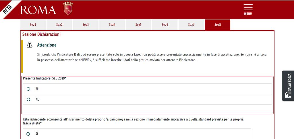 Figura 18 Nella parte bassa della pagina della funzionalità