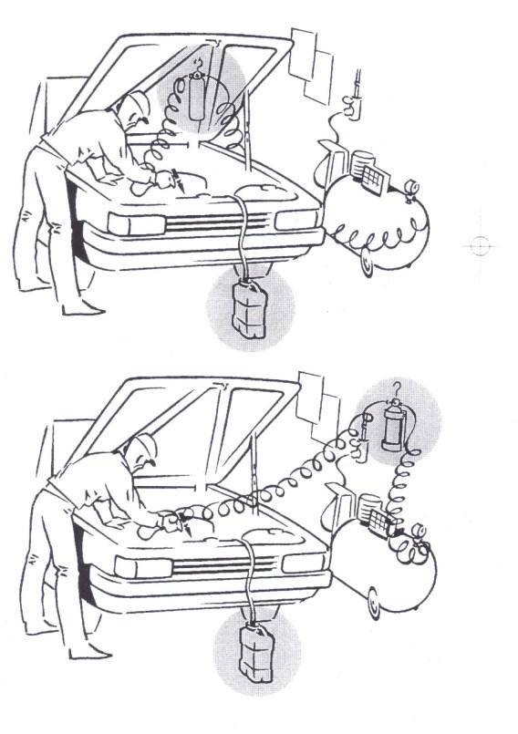 Sequenza della procedura di lavaggio A. Con la piastra di bloccaggio (9) bloccare l'attacco (8) sul tubo rigido o flessibile del deumidificatore. B.