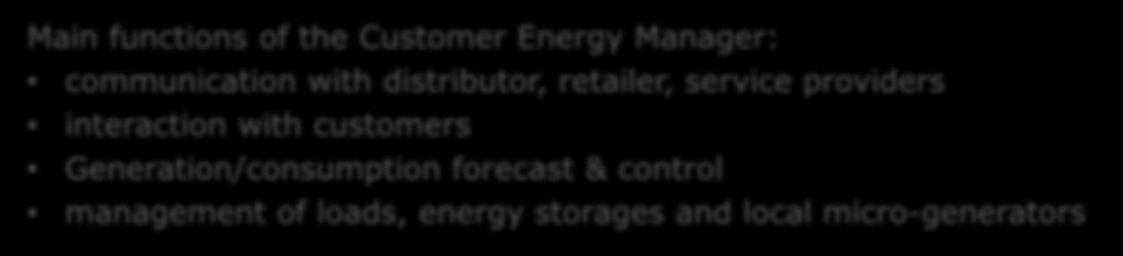 Service Provider meter power meter Customer Energy Manager commands Loads, Storage, Generation,