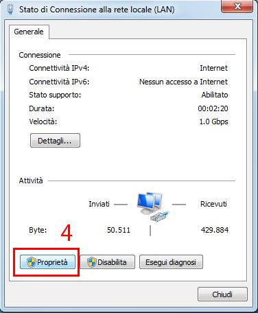 Cliccare su Proprietà (4) Scorrere il menù (5) fino a