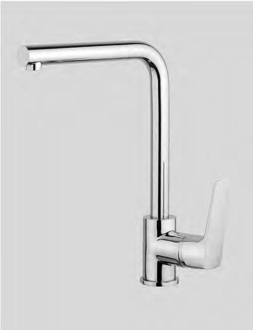 790800009001 Miscelatore monocomando monoforo per lavello con collo girevole e tubetti di alimentazione flessibili // Single lever sink mixer with swivel spout and flexible connection hoses sporgenza