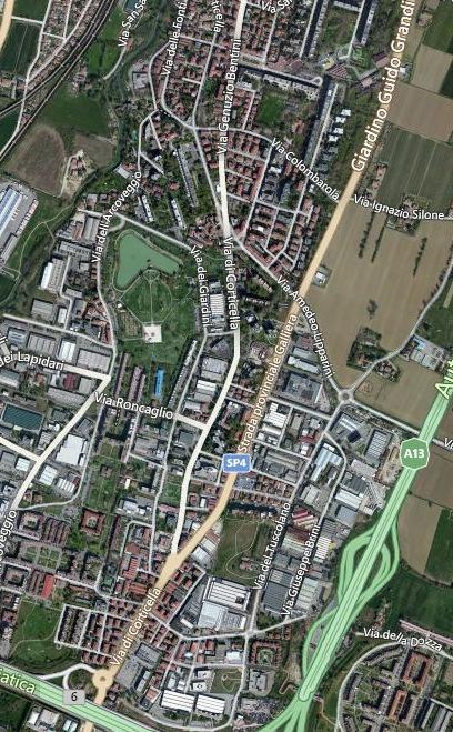 1. DESCRIZIONE DELL'AREA D'INDAGINE Via del Tuscolano, nel tratto che va da via della Croce Coperta a via Lipparini, attraversa un area caratterizzata dalla presenza di numerosi capannoni industriali