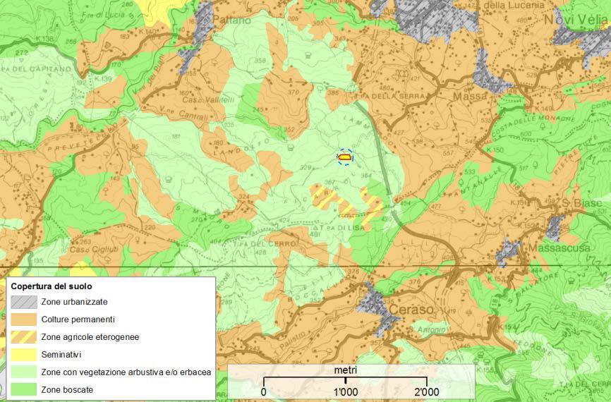 IL SITO RICADE NELLA ZONA TERRITORIALE OMOGENEA E DESTINATA AD USI AGRICOLI E PRESENTA NELLE VICINANZE, VEGETAZIONE: ARBUSTIVA (MACCHIA MEDITTERANEA) ERBACEA