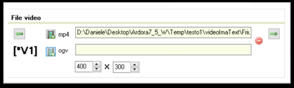 Se abbiamo inserito più di un audio, utilizzando la freccia verde, osserveremo che, quando si cambia scheda, cambia anche il codice: audio 1 [*S1], audio 2 [*S2], audio 3 [*S3], audio 4 [*S4], etc.