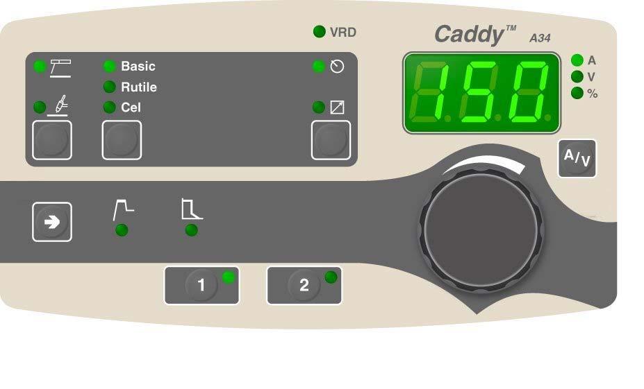 1.3 Pannello di controllo A34 Display Indicazione di quale parametro è visualizzato sul display (corrente, tensione o percentuale) Visualizzazione del valore di misura della corrente (A) o della