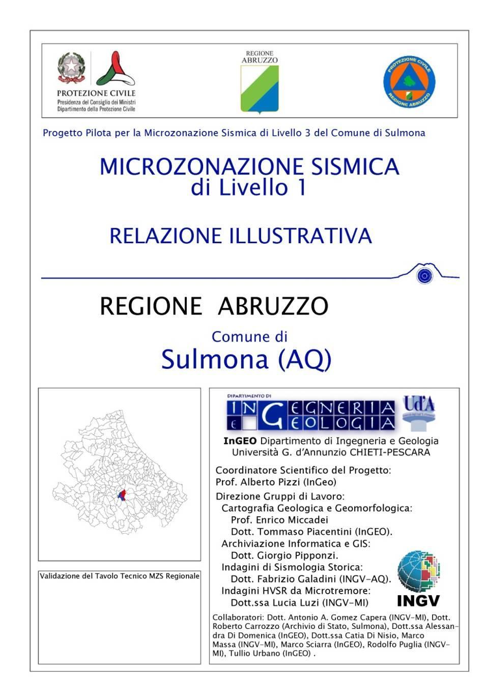 FIRST LEVEL SEISMIC MICROZONING OF SULMONA (CENTRAL ITALY): MAJOR RESULTS AND EVIDENCES OF 2D/3D AMPLIFICATION A. PIZZI, L. LUZI, F. GALADINI, E. MICCADEI, T.