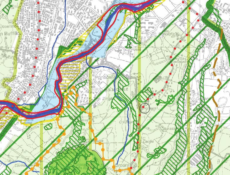 4.5) aree a rischio di inondazione in caso di eventi di pioggia con tempo di ritorno di 200 anni (art.4.11) LAGHI CORSI D ACQUA E ACQUE SOTTERRANEE zone di tutela dei caratteri ambientali di laghi, bacini e corsi d acqua (art.