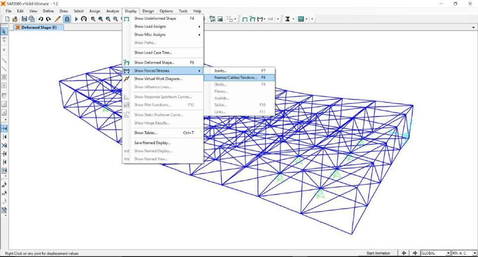 Su Display > Show Forces/Stresses > Frame Cables/Tensions, è