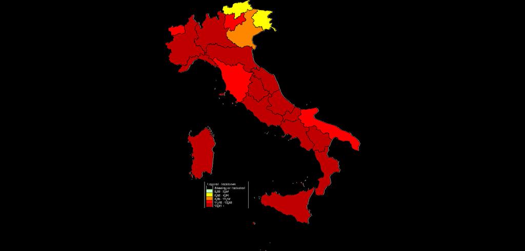 La fascia di età maggiormente colpita è quella dei bambini al di sotto dei cinque anni in cui si osserva un incidenza pari a circa 30,8 casi per mille assistiti e quella tra 5 e 14 anni pari a 15,9.