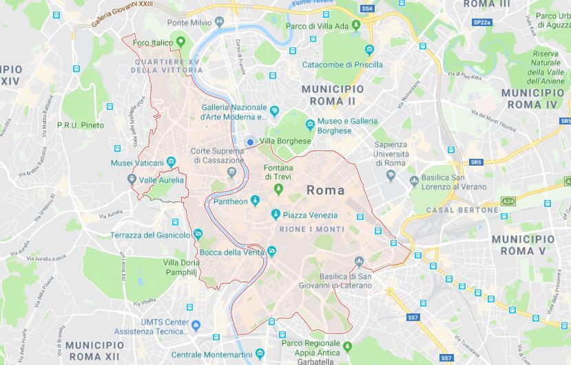2.INQUADRAMENTO TERRITORIALE L area di progetto fa parte della zona Rione Monti, I Municipio di Roma (evidenziato in rosso nella figura in basso).