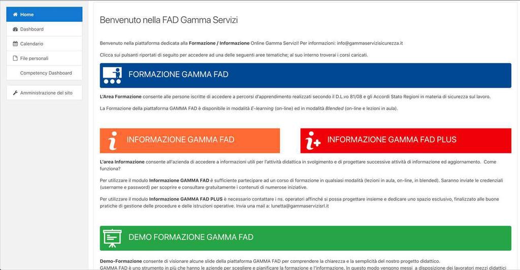 HOMEPAGE GAMMA FAD corsionline.gammaservizisicurezza.