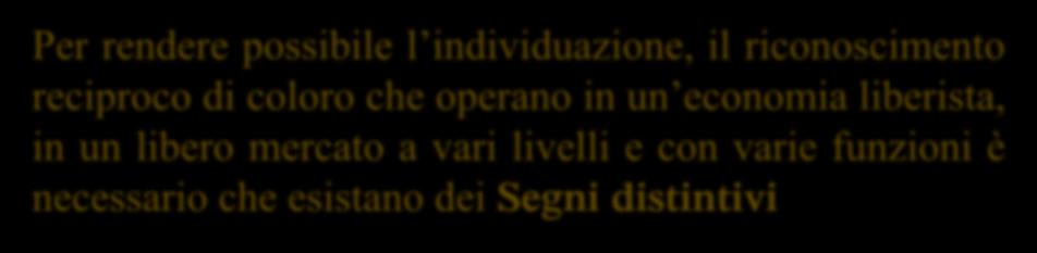 1. Premessa Per rendere possibile l individuazione, il riconoscimento reciproco di coloro che operano in un economia